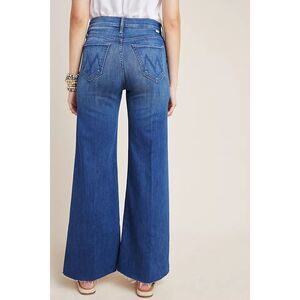 MOTHER Tomcat Roller Fray Healing Jar Solid Blue Wash Wide Leg Raw Hem Size 30